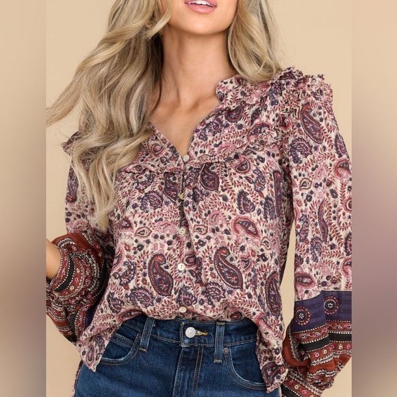 Cleobella Women Blouse V-neck Boho Cotton Organic Oversized Top Sz XS - Picture 3 of 14